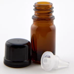 5ml Amber Newark Glass Bottle with GL18 Black Tamper Evident Cap and 0.5mm Dropper