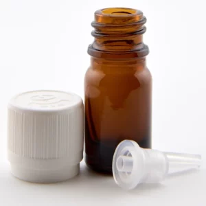 5ml Amber Newark Glass Bottle with GL18 White Tamper Evident CRC Cap and 0.7mm Dropper