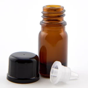 5ml Amber Newark Glass Bottle with GL18 Bright silver Alu Cap and 0.7mm Dropper