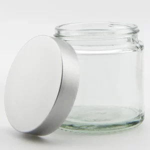 120ml Clear Glass Ointment Jar and R3/58 Sprayed Matt Silver PP Screw Cap EPE liner
