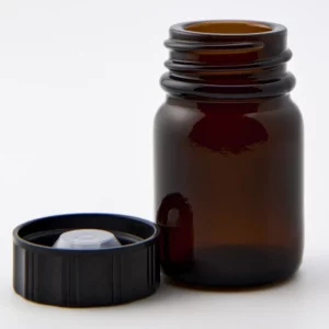 15ml Amber Glass Powder Jar and R3/28 Black Urea Polycone Lined Cap