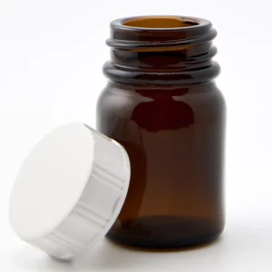 15ml Amber Glass Powder Jar and R3/28 Whire Urea PVDC Lined Cap