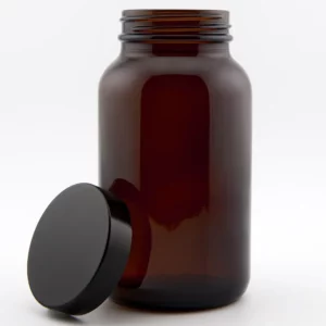 250ml Amber Glass Powder Jar and R3/48 Black Urea Cap PVDC lined