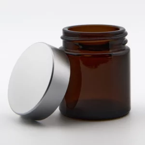30ml Amber Glass Ointment Jar and  White Urea PVDC lined cap Sprayed Matt Silver
