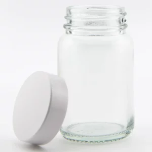 60ml Clear Glass Powder Jar and R3/38 White Urea PVDC lined cap
