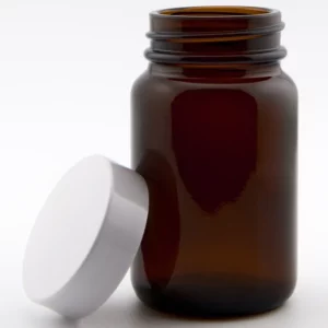 60ml Amber Glass Powder Jar and R3/38 White Urea PVDC lined cap