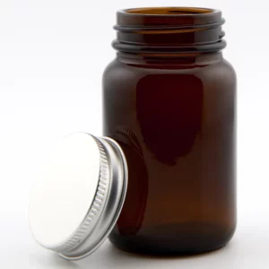 60ml Amber Glass Powder Jar and R3/38 Aluminiun EPE lined cap